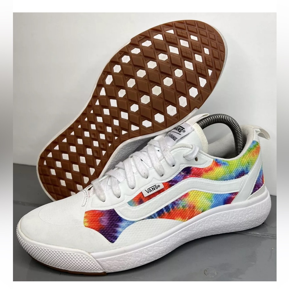 Vans Ultrarange Custom Ultracush Womens Sz 8M White/Rainbow 721454 Superb! clean